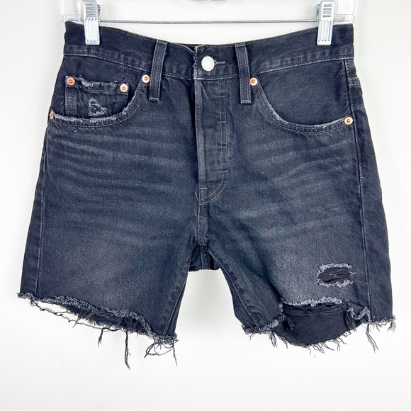 Levi's 501 Cut-off shorts black distressed vintage inspired fit size: 26 - Picture 1 of 11